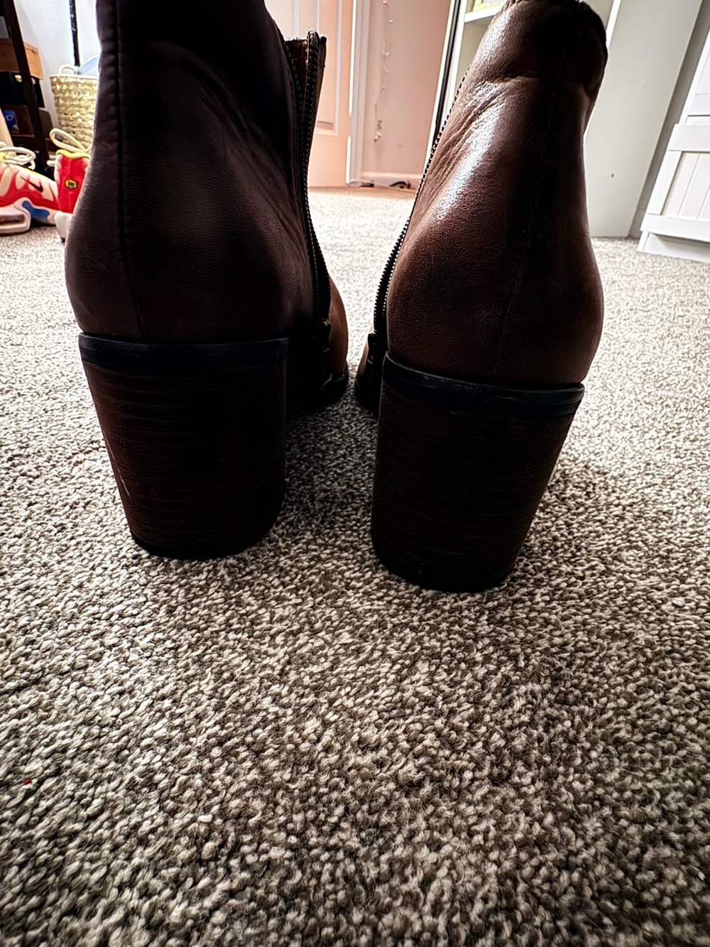 Lucky Brand Brown Leather Block Heel Booties